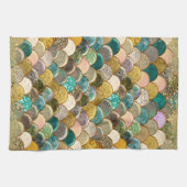 マーメイド数々のカラーグリッターグラムシーはかりで測 キッチンタオル (横)