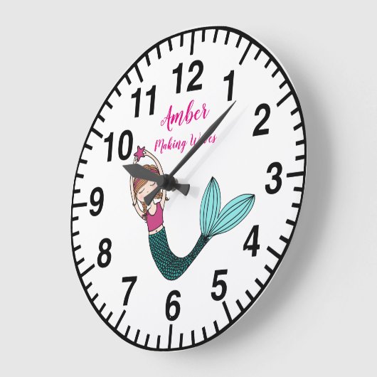 マーメイド時計パーソナライズされた名はマーメイドを選択 ラージ壁時計 (傾斜)
