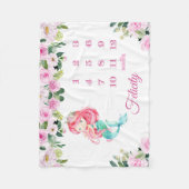 マーメイド月パーソナライズされた例成長マイルストーンベビー フリースブランケット (正面)