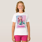 マーメイド柄のカスタムネーム  Tシャツ (正面フル)