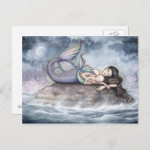 マーメイド母及びベビー葉書 ポストカード (正面/裏面)