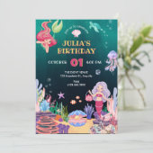 マーメイド水中動植物の誕生日 招待状 (スタンド正面)