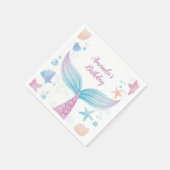 マーメイド水彩色誕生日 スタンダードカクテルナプキン (角)