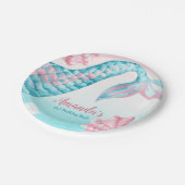 マーメイド水彩色誕生日 ペーパープレート (アングル)