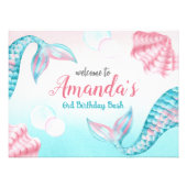 マーメイド水彩誕生日ウェルカムサイン フォトプリント            (正面)