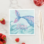 マーメイド水彩誕生日パーティー スタンダードランチョンナプキン (インサイチュ)