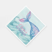 マーメイド水彩誕生日パーティー スタンダードランチョンナプキン (角)