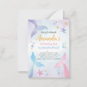 マーメイド水彩誕生日招待状 ノートカード (正面)