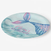 マーメイド水彩誕生日紙プレート ペーパープレート (アングル)