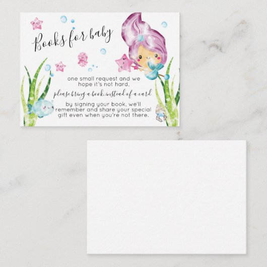 マーメイド水彩赤ちゃんシャワーベビー エンクロージャーカード (正面/裏面)