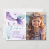 マーメイド海の誕生日会の下感謝していにあなた 招待状 (正面)