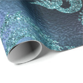 マーメイド海グリッターブルーネイビーティール（緑がかった色）シーライフ ラッピングペーパー (ロールコーナー)