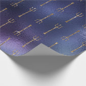 マーメイド海グリッターブルーネイビー金ゴールドネプトゥン ラッピングペーパー (角)