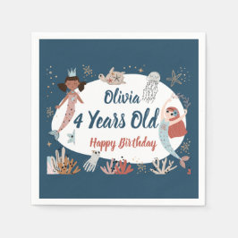 マーメイド海シービーチパーティータコ誕生日キッド スタンダードカクテルナプキン