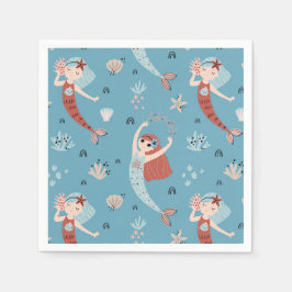 マーメイド海シービーチパーティー誕生日キッド スタンダードカクテルナプキン