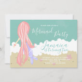 マーメイド海ビーチ誕生日パーティー 招待状 (正面)