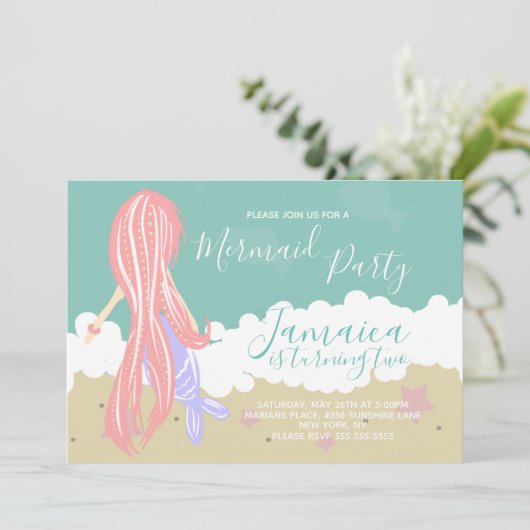 マーメイド海ビーチ誕生日パーティー 招待状 (スタンド正面)