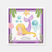 マーメイド海ベビーシャワーナプキン スタンダードカクテルナプキン (正面)