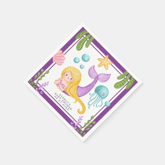 マーメイド海ベビーシャワーナプキン スタンダードカクテルナプキン (角)