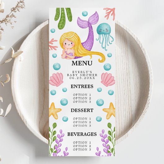 マーメイド海ベビーシャワーメニュー メニュー
