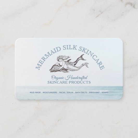 マーメイド海ロゴ手作りスキンカオーガニックール 名刺 (正面)
