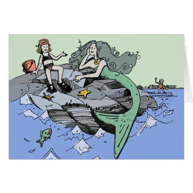 マーメイド海岸可愛い漫画ビーチのチャイルドアート (正面横)