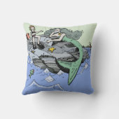 マーメイド海岸可愛い漫画ビーチのチャイルドアート クッション (裏面)