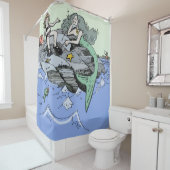 マーメイド海岸可愛い漫画ビーチのチャイルドアート シャワーカーテン (インサイチュ)