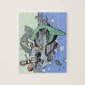 マーメイド海岸可愛い漫画ビーチのチャイルドアート ジグソーパズル (縦)