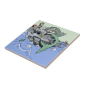 マーメイド海岸可愛い漫画ビーチのチャイルドアート タイル (側面)