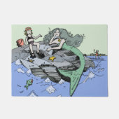 マーメイド海岸可愛い漫画ビーチのチャイルドアート ドアマット (正面)