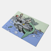 マーメイド海岸可愛い漫画ビーチのチャイルドアート ドアマット (アングル)