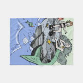 マーメイド海岸可愛い漫画ビーチのチャイルドアート フリースブランケット (正面(横))