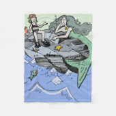 マーメイド海岸可愛い漫画ビーチのチャイルドアート フリースブランケット (正面)