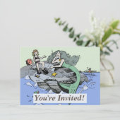 マーメイド海岸可愛い漫画ビーチのチャイルドアート 招待状 (スタンド正面)