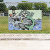 マーメイド海岸可愛い漫画ビーチのチャイルドアート 横断幕 (インサイチュ)