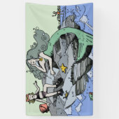 マーメイド海岸可愛い漫画ビーチのチャイルドアート 横断幕 (縦)