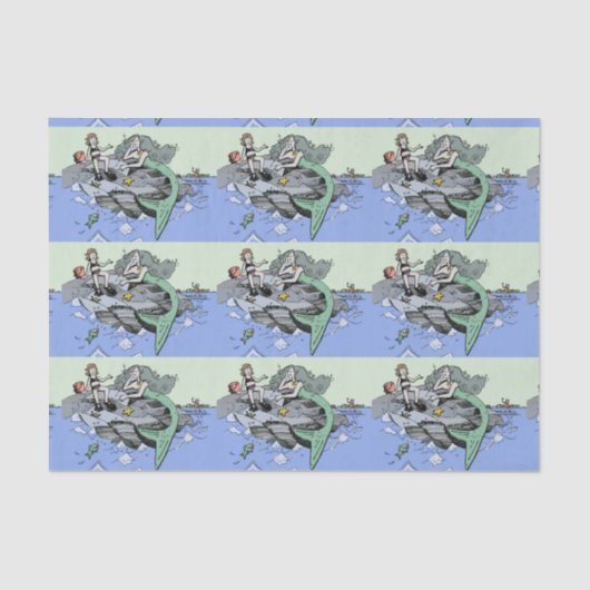 マーメイド海岸可愛い漫画ビーチのチャイルドアート 薄葉紙 (正面)