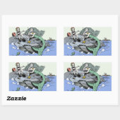 マーメイド海岸可愛い漫画ビーチのチャイルドアート 長方形シール (シート)