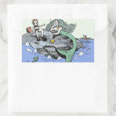 マーメイド海岸可愛い漫画ビーチのチャイルドアート 長方形シール (バッグ)