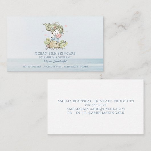 マーメイド海手作りオーガニックスキンケアブシン 名刺 (正面/裏面)