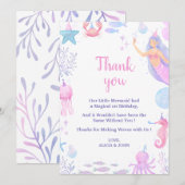 マーメイド海誕生日ガール1stバースデーシーライフ サンキューカード (正面/裏面)