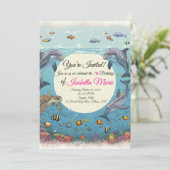 マーメイド海誕生日招待状 招待状 (スタンド正面)