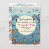 マーメイド海誕生日招待状 招待状 (正面/裏面)