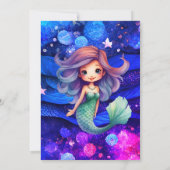 マーメイド深いブルーパープルシーフォトベビーシャワー 招待状 (裏面)