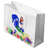 マーメイド深いブルー ラージペーパーバッグ (正面アングル)