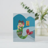 マーメイド猫まねきねこ手招き猫はがき ポストカード (スタンド正面)