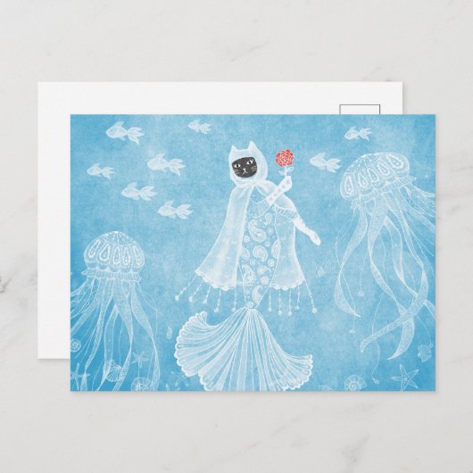 マーメイド猫アイシー王女はがき ポストカード (正面/裏面)