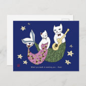 マーメイド猫 ポストカード (正面/裏面)