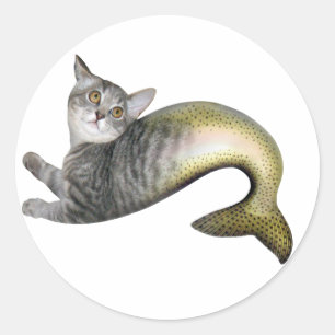 マーメイド猫 ラウンドシール
